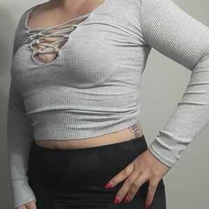 Ribbed Sexy crisscross crop top